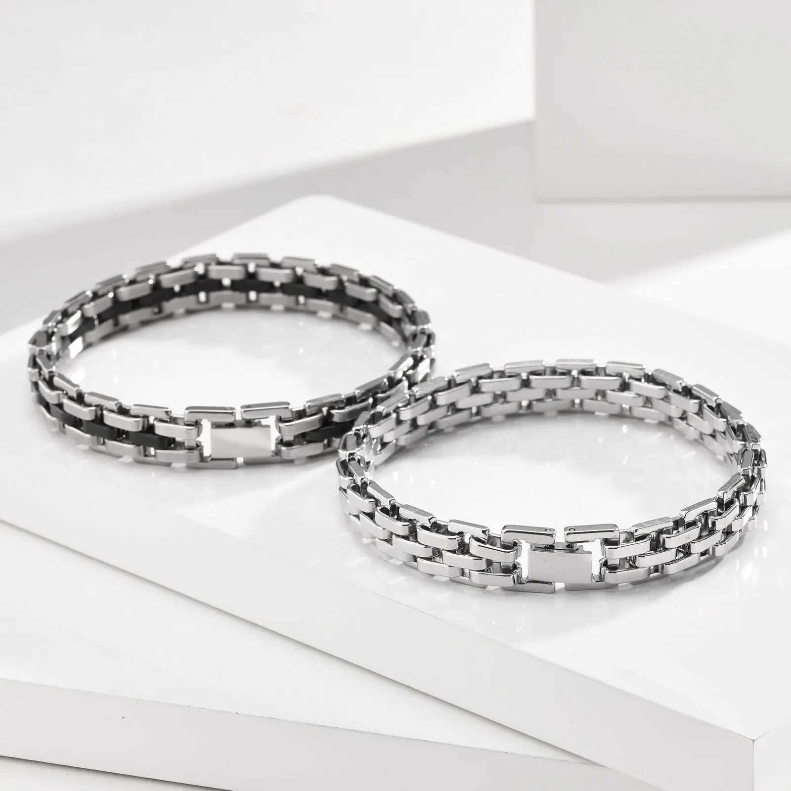 Stylish Strap Chain Boys Men Bracelets Stainless Steel Links Wristband Fathers Day Dad for birthday christmas Gift Jewelry W251206