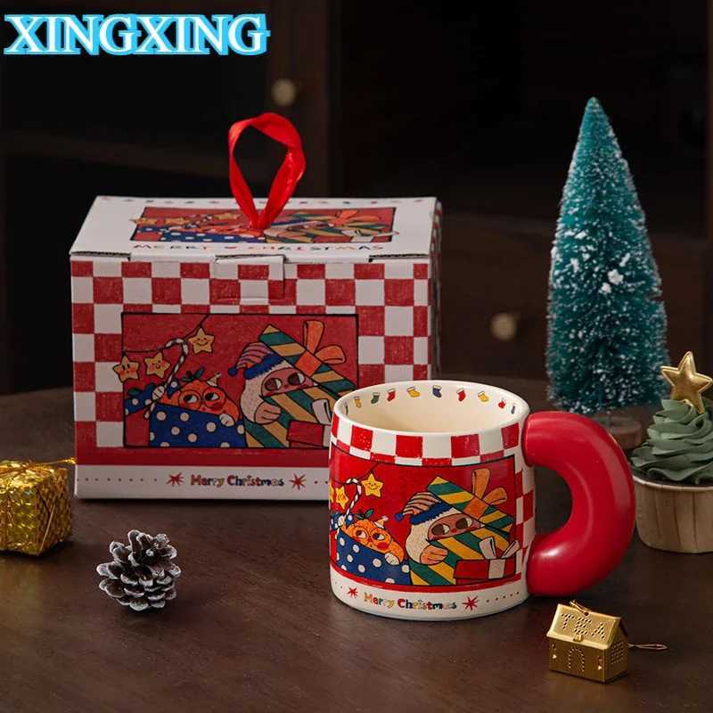 620ml Santa Claus Cup Cartoon Ceramic Coffee Cup Large Capacity Couple Water Mug Home Breakfast Oat Milk Mug Christmas Gift New M251206 - view 6