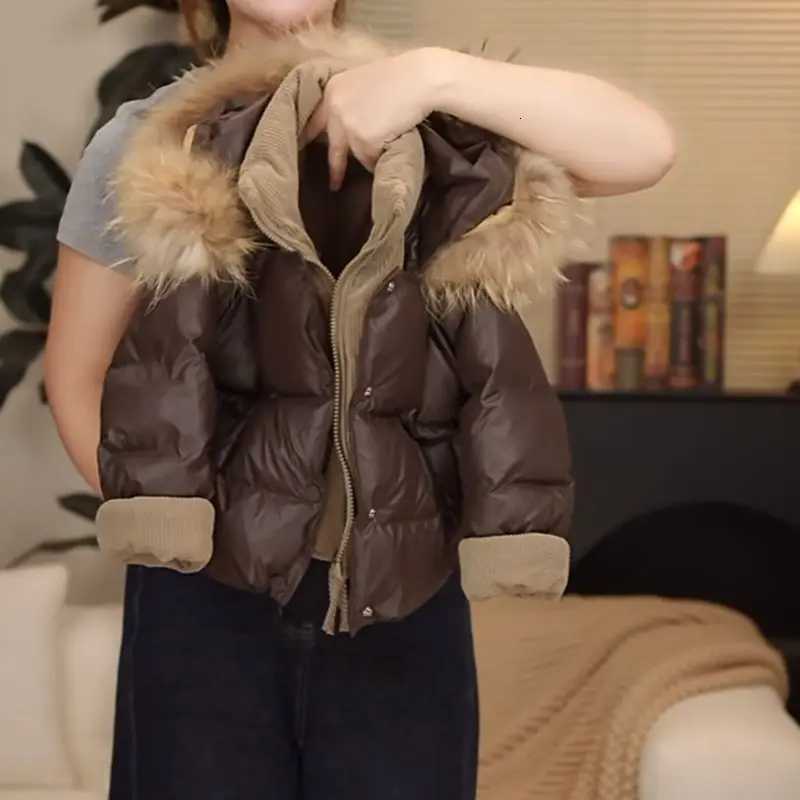 Childrens Winter Down Jacket New Boys and Girls Thick Warm Big Hair Collar Coat Kids parkas snow jacketW251206