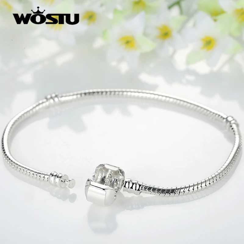WOSTU Hot Sale Love Chain Bracelets Fit Original DIY Charm Beads Bracelet Alloy Jewelry Gift for Men Women 16-21cm Adjustable W251206