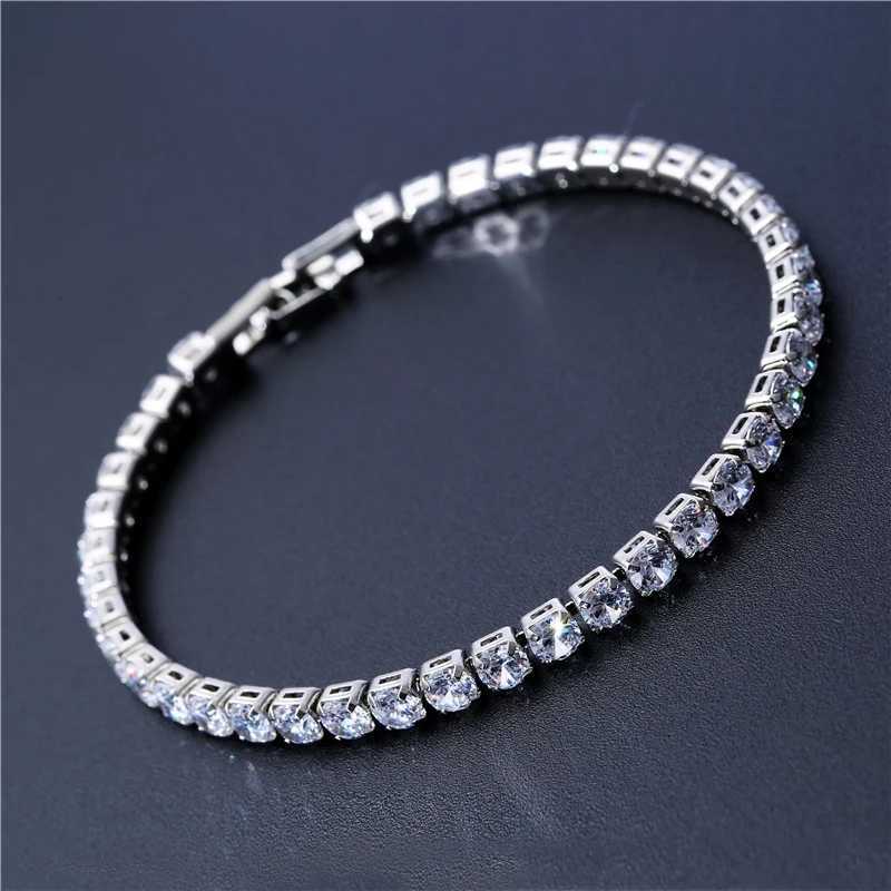 4mm Cubic Zirconia Tennis Bracelet Iced Out Chain Bracelets For Women Men Silver Color Men Bracelet CZ Chain Homme Jewelry W251206