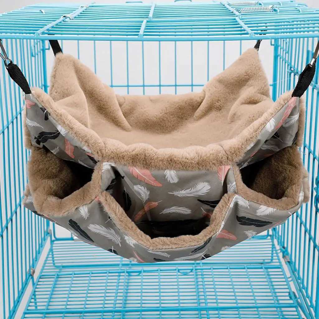 Hamster Hammock Cotton Nest Three-layer Hanging Bed Nest Warm House Tunnel for Chinchillas Ferrets Small Pet Cage Accessories M251206
