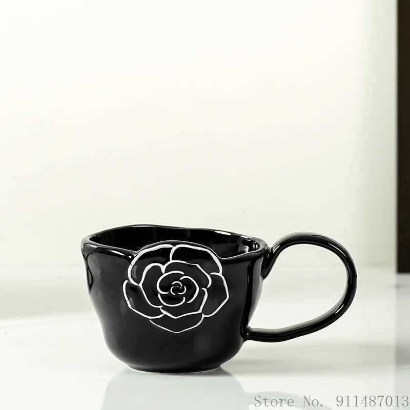 Creative Camellia luxury Flower Pattern Mug Ceramic Cups Breakfast Coffee Milk Tea Fruit Juice Household items Water Cup 260ml 1Pc M251206 - view 4