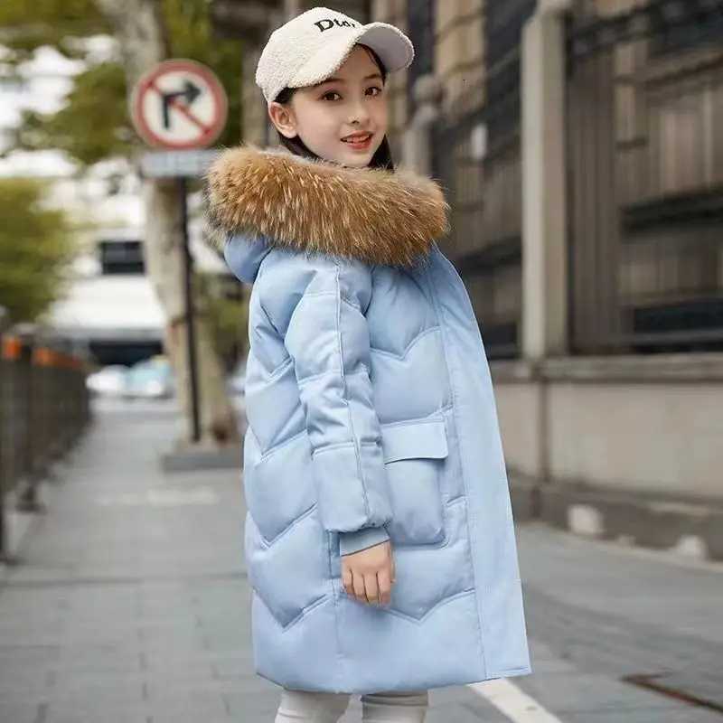 6 8 10 12 13 14 Years Winter Girls Jacket Thicken Keep Warm Fashion Fur Collar Kids Jacket Hooded Zipper Outerwear Kids ClothesW251206