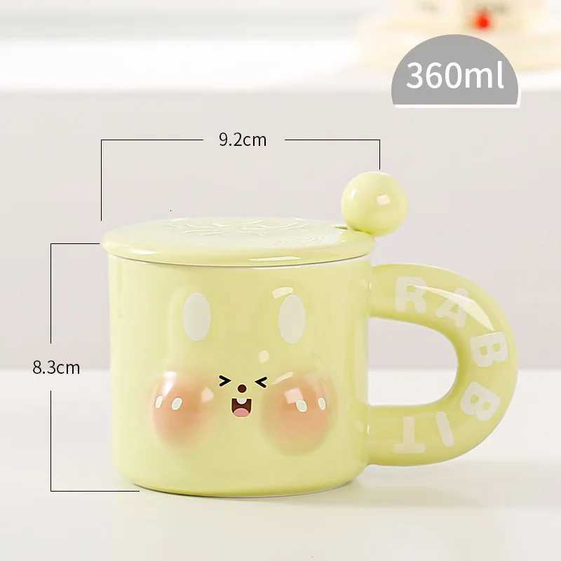 Cute Rabbit Ceramic Mug Home Water Cup Girls Office Coffee Cup Cartoon Milk Mug with Lid Spoon Breakfast Mugs Birthday Gift New M251206 - view 7