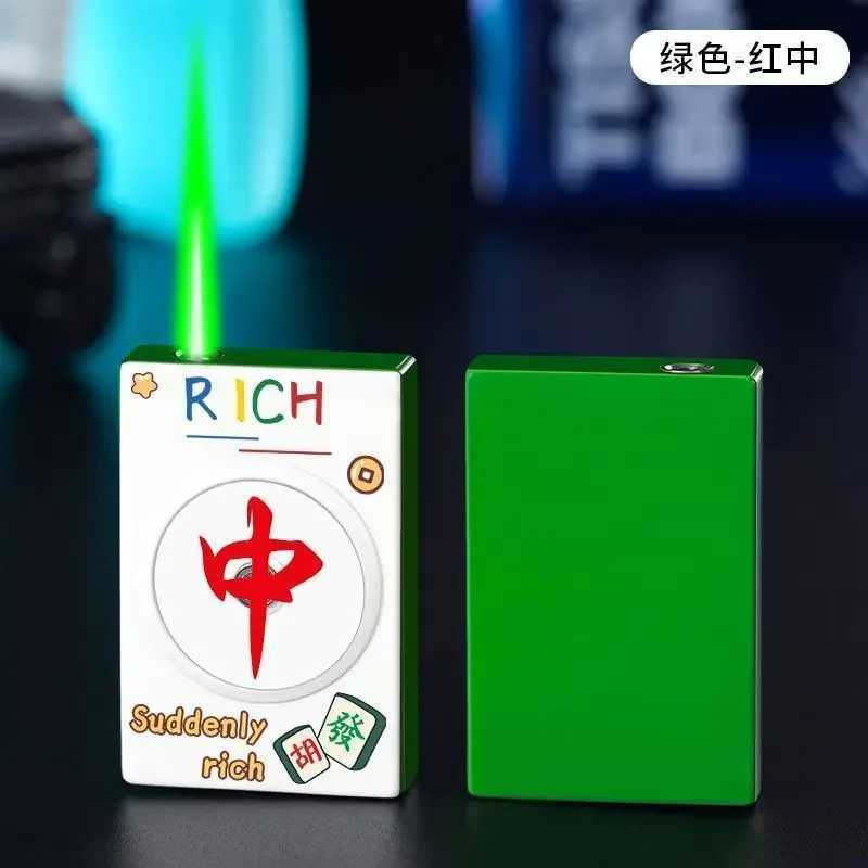 Hot New Ace of Spades Lighter Turntable Decpression Windproof Butane Lighter Mahjong Funny Shape Cigarette Lighter H251206
