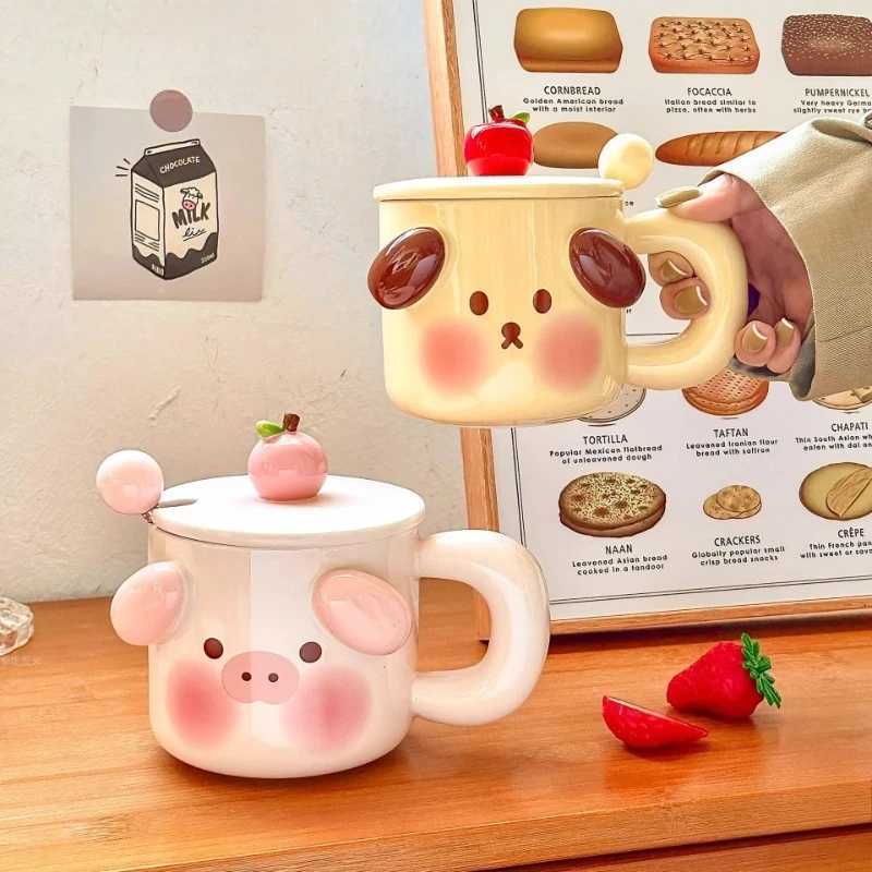 Creative Cartoon Cute Ceramic Mug Home Couple Breakfast Cup M251206 - view 3
