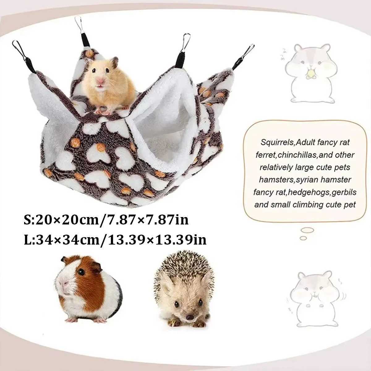 Double Layered Hamster Plush Hammock Cozy Warm Four Seasons Small Pet Hanging Nest Pet Supplies for Small Pet Hamster Guinea Pig M251206