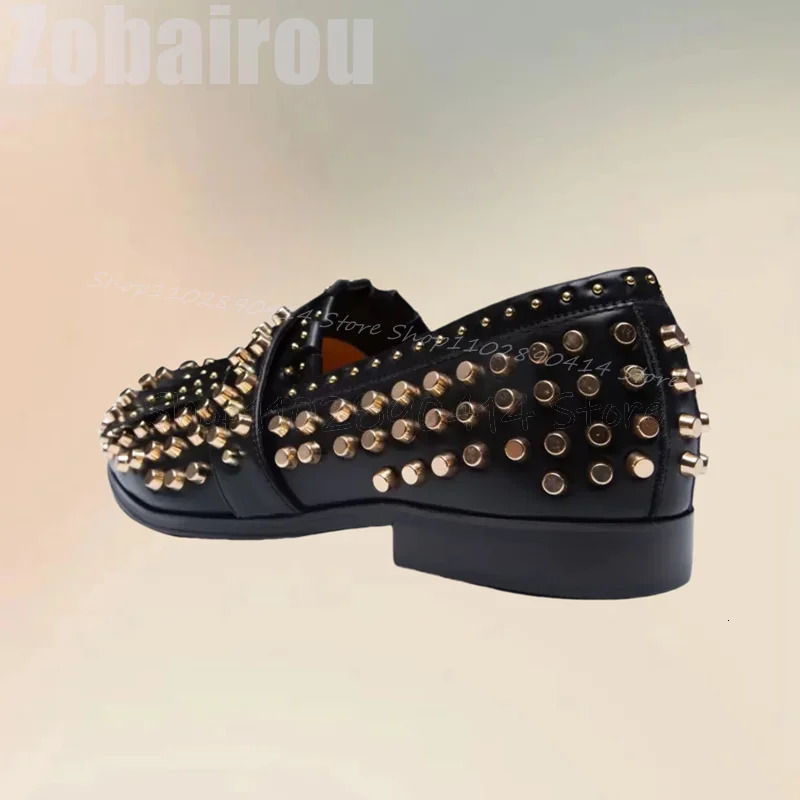Gold Rivets Black Tassels n Men Loafers Fashion Slip On Men Shoes ious Handmade Party Banquet Office Men Dress Shoes 251204