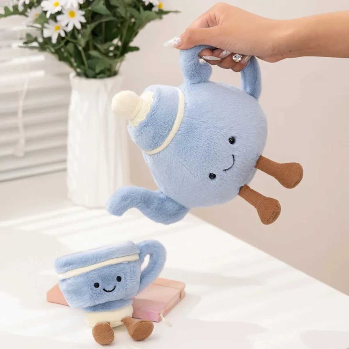 Cartoon Afternoon Tea Series Stuffed Plush Toys Cake Baguette Cinnamon Teapot Coffee Cup Plush Toy Home Decor Gift for Boy Girl K251206