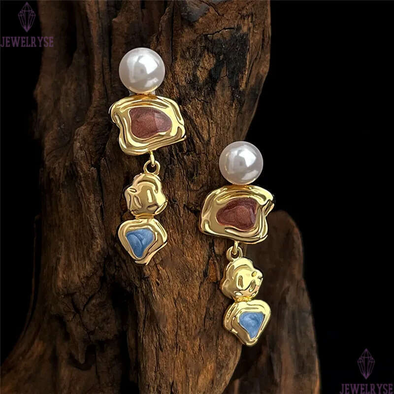 original vintage pearl stud designer earring for woman beach party long 18k gold earrings ear clip fashion jewelry S925 silver needle womens home frie