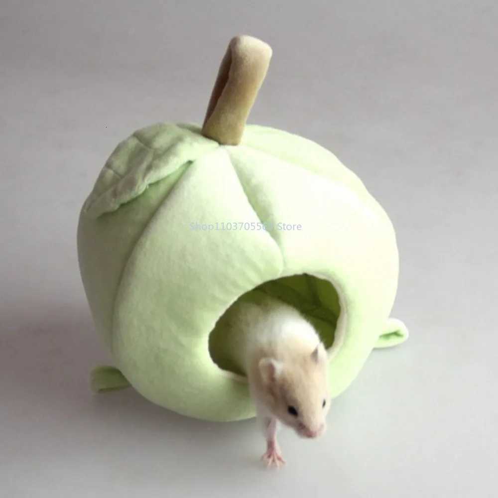 New Hamster Hideout House Cage Apple Shaped Rat Hammock Toy Nest Small Animal Hammock Bedding Winter Warm Cage Small Pet Items M251206