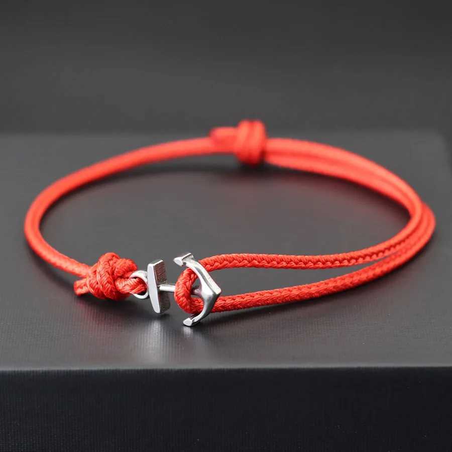 Simple Grade A 2mm Rope Bracelet Men Women Stainless Steel Anchor Handmade Adjustable Thin Cord Wristband Couple Luck Jewelry W251206