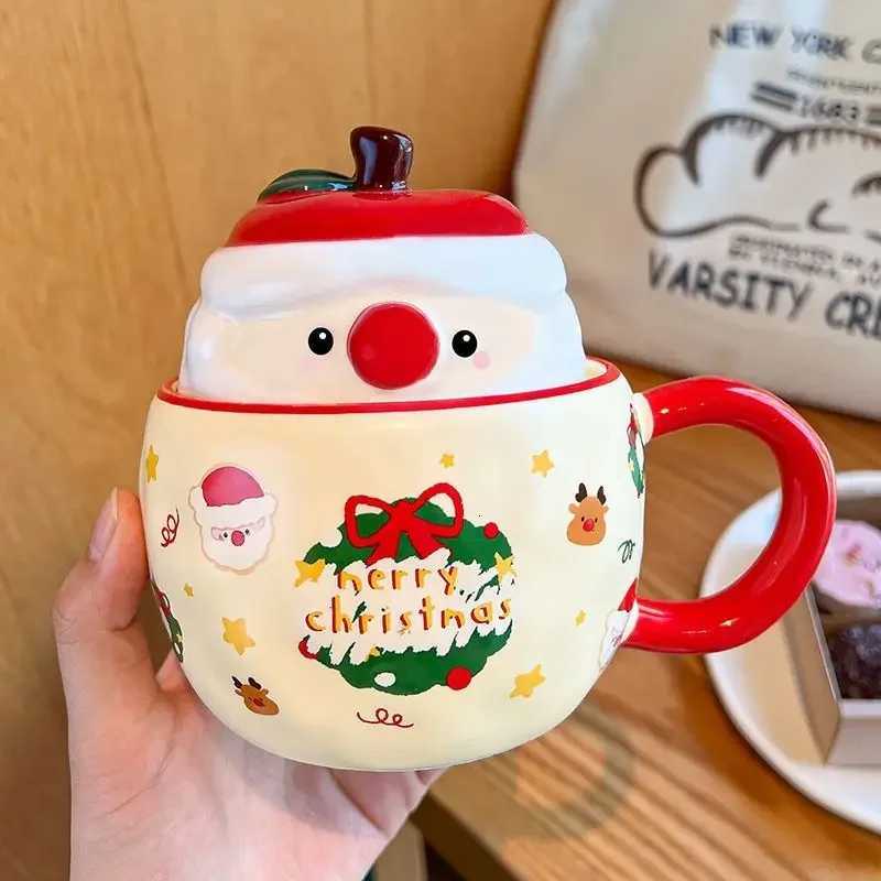 Apple Christmas Cup Creative Capped Spoon Mug High Beauty Coffee Cup Cute Girl Gift Water Cup Couple M251206 - view 5