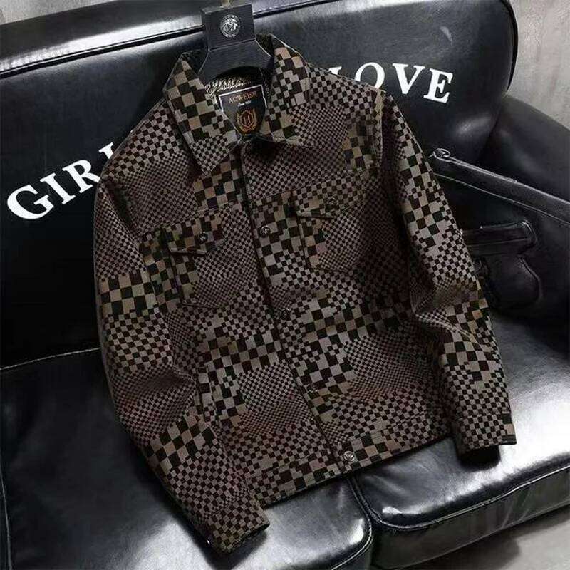 Men's Autumn Winter Slim Plus Fashion Trend Thickened Biker Casual Coat Men Plaid Leather Jacket