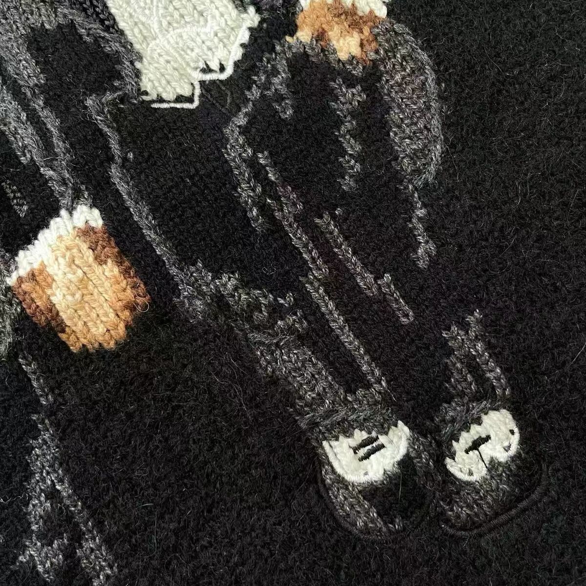 Womens Sweaters Sweatshirts Cute Bear Pattern Blouses High Collar Warm Polar Fleece Sweater Soft TopsWinter Lady Y2K Clothes