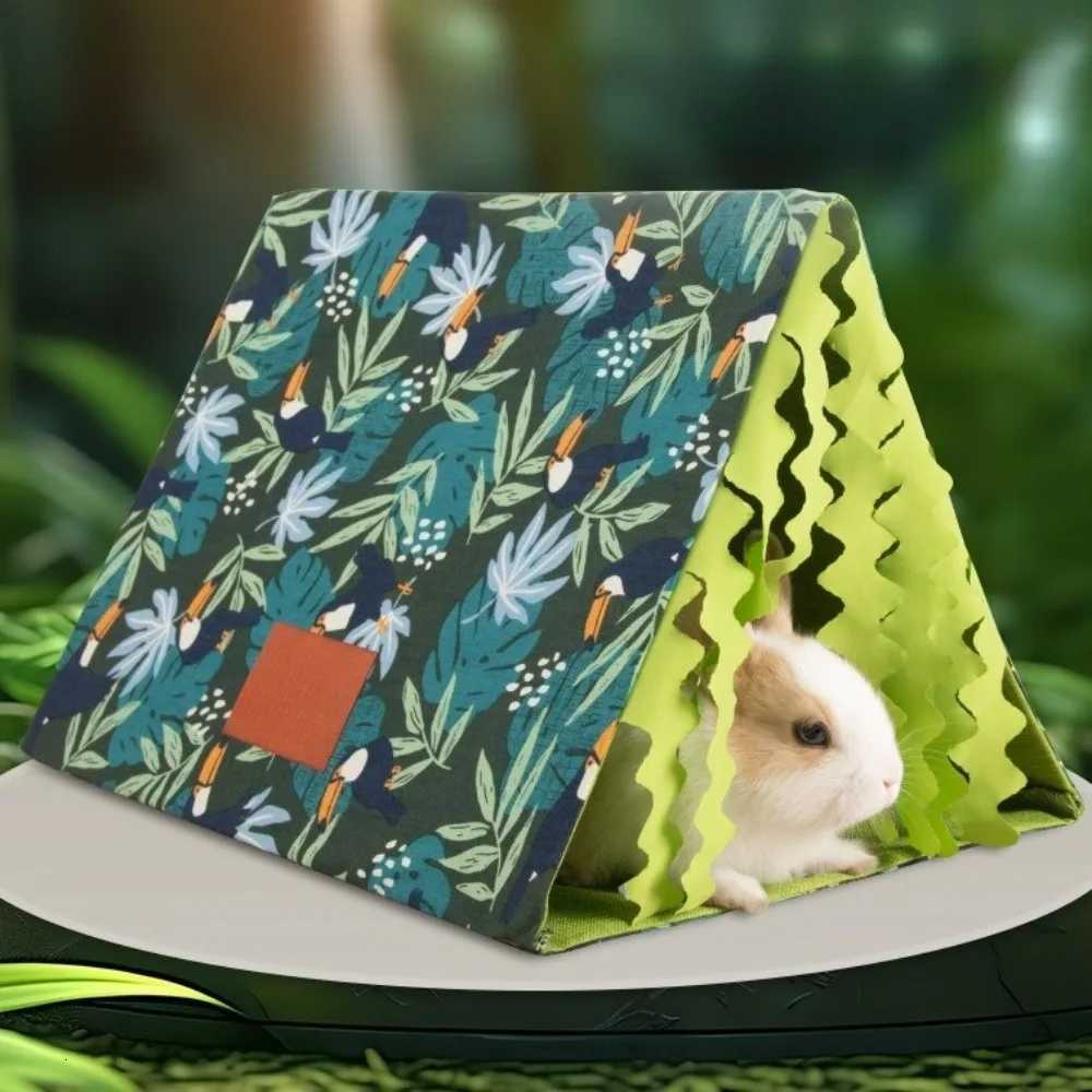 Small Pet Nest Tent Guinea Pigs Rabbit Nest Hamster Cage House Cozy Small Animal Hideout Hideaway Triangle Tent Pet Accessories M251206