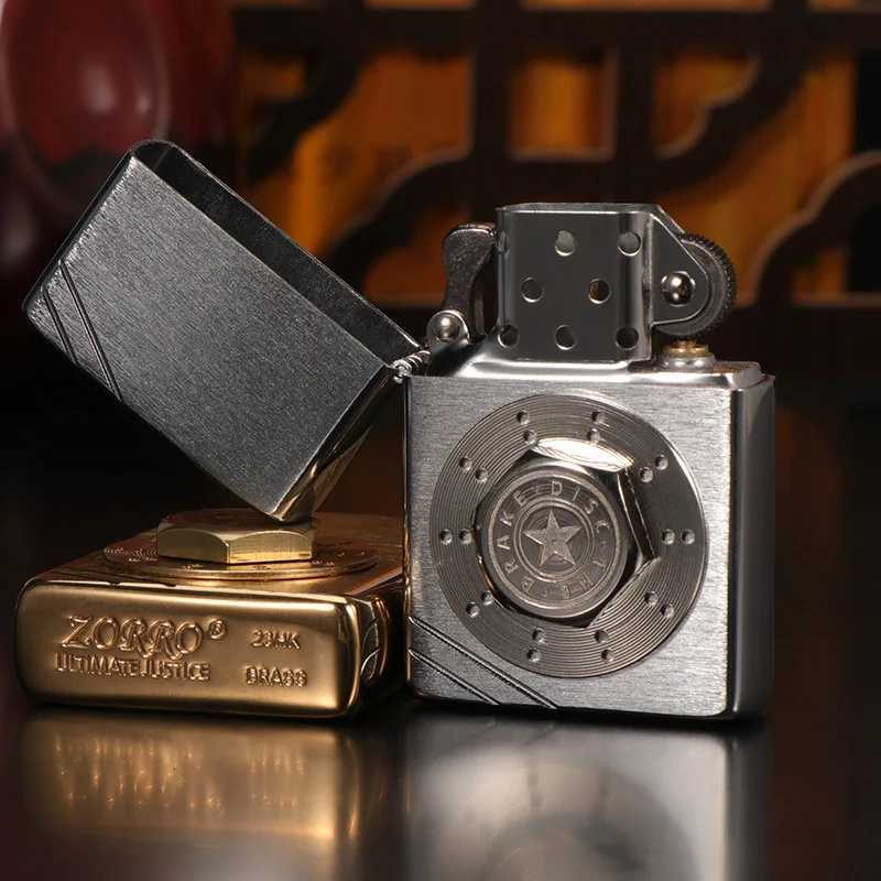 e Copper Windproof Metal Personali Creative Square Retro Vintage Parallel Line Kerosene Lighter H251206