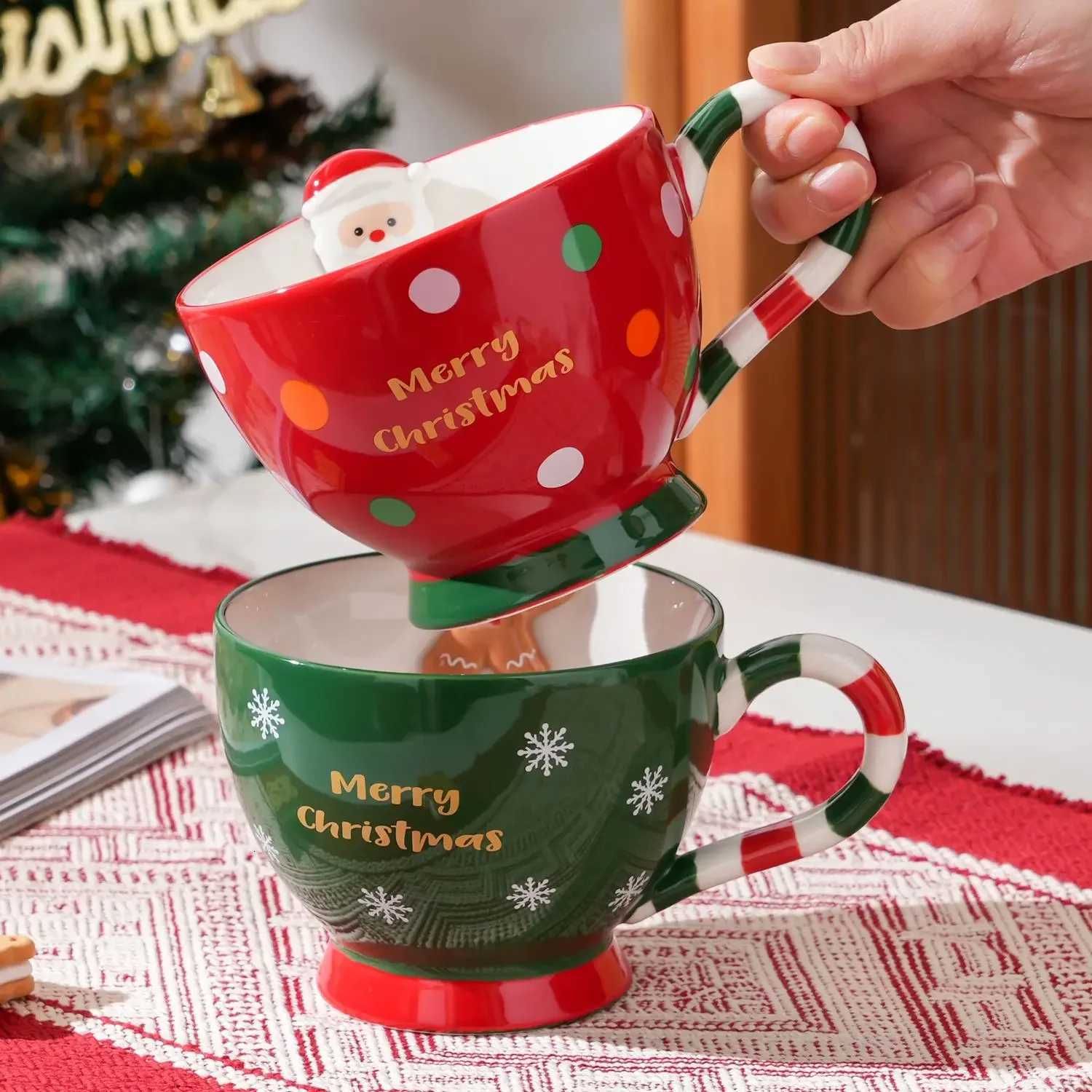 Creative Cartoon Cute Gingerbread Man Coffee Cup Christmas Mug Ceramic Water Cup Christmas Gift Holiday Gift Drinkware M251206 - view 7
