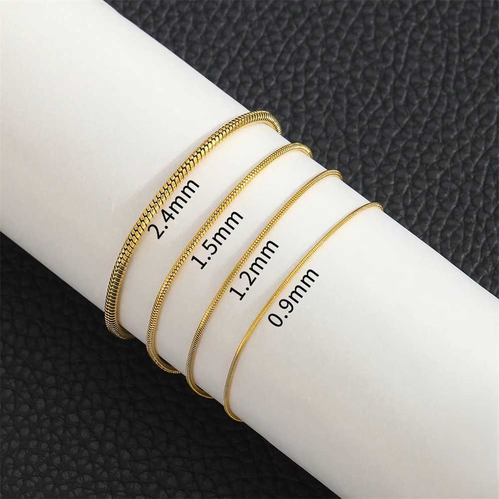 Stainless Steel Snake Bone Chain Men Bracelet Retro 185cm Gold Color Bracelet For Women Hip Hop Jewelry Men Fashion Accessories W251206