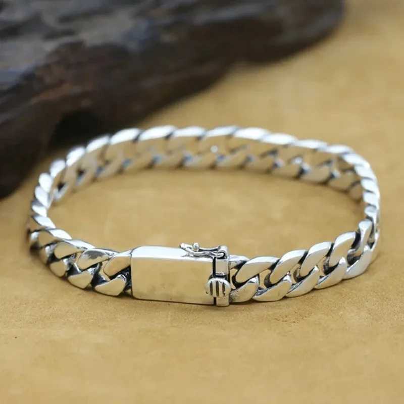 100 S925 Sterling Silver Bracelet 8MM Punk S925 Silver Jewelry Never Fade Men Women Jewelry Gifts W251206