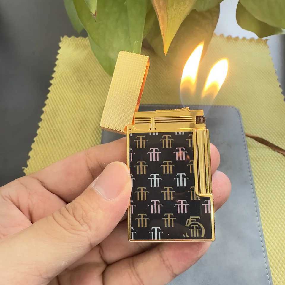 Luxury cust lighter limited edition with double flame and letter T design ces with a cust smoking set H251206