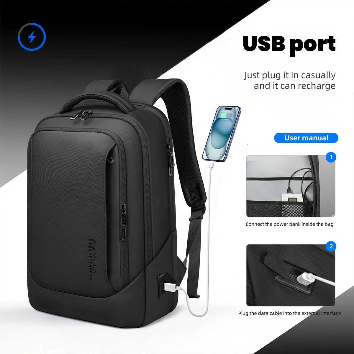 HK Multifunction Business Backpack Waterproof 173 inch Laptop Backpack for Men Computer Shool Bag with USB Port Travel Daypack K251206