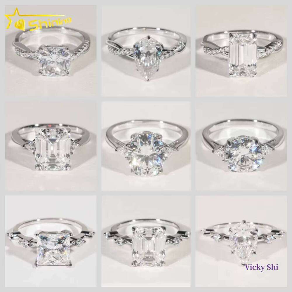 Fine Jewelry 925 Sterling Silver Engagement Rings VVS Diamond Custom GRA Moissanite Ring for Women