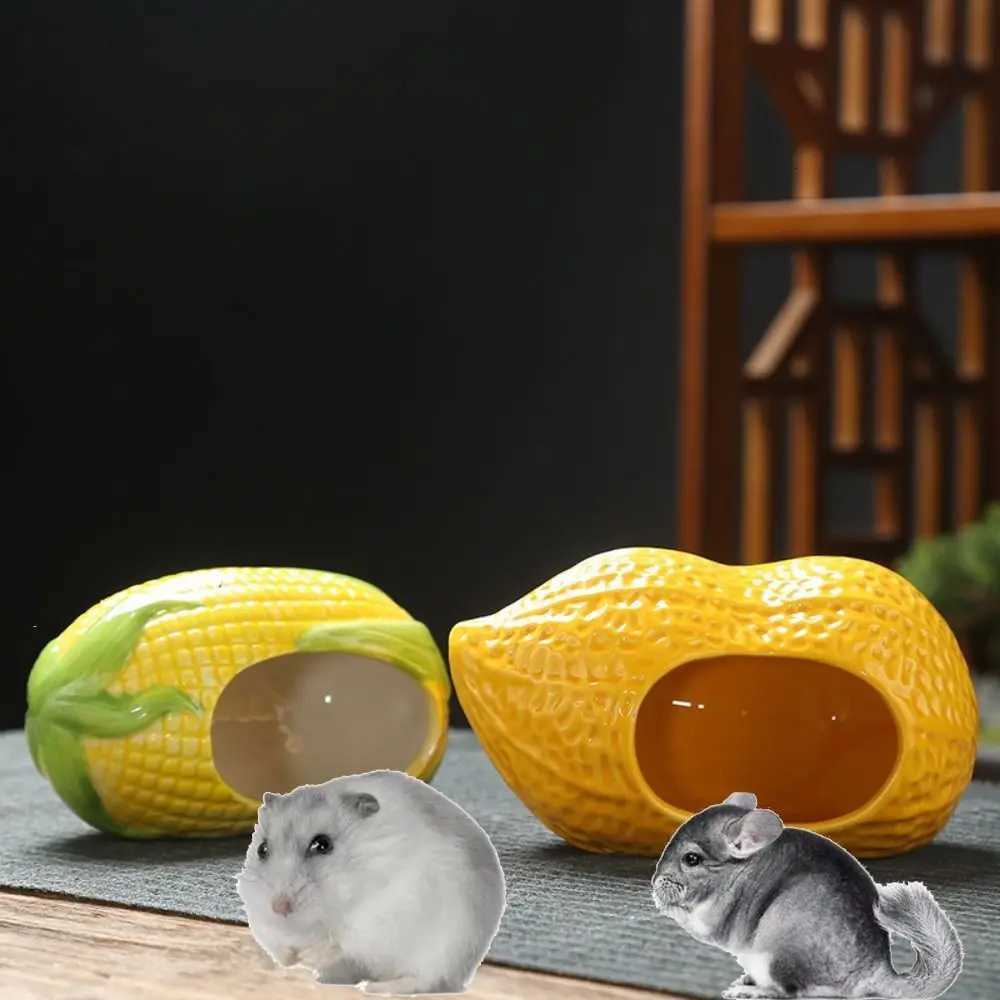 Hamster Landscaping Supplies Ceramic Hamster Nest Cute Cartoon Pet Hiding House Cooling Creative Hamster Bed Bird M251206