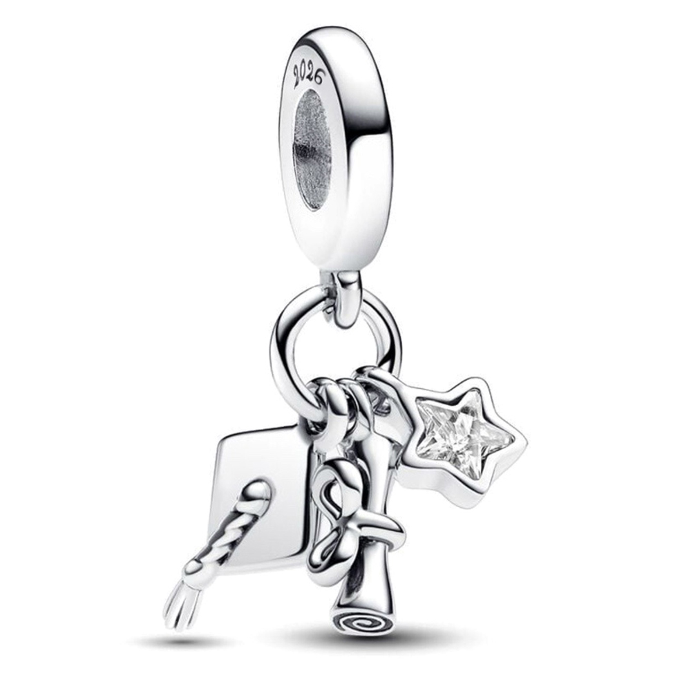 FewDook New Arrival 2026 Graduation Series Charm Silver Plated Fit Pan Bracelet Making For Woman Beads Pendants Holiday Christmas Jewelry Gift