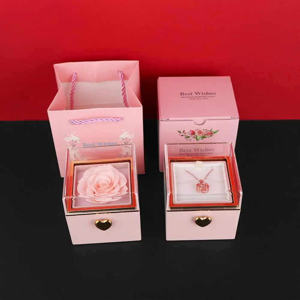 Rotation Rose Jewelry Gift Box Ring Display Eternal Rose Proposal Ring Boxes Dustproof Jewelry Display Rack Mothers Day 251201 - view 5
