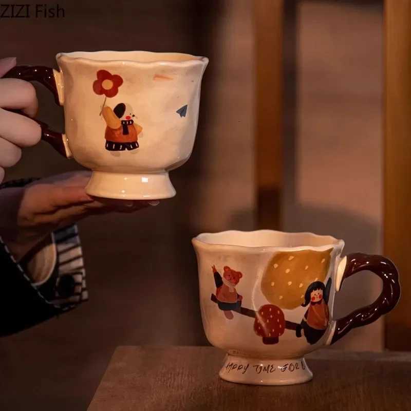 Cute Fairy Tale Painted Ceramic Mug Cupsaucer Dining Table Coffee Cup Milk Tea Mugs Afternoon Tea Teacup Fruit Juice Container M251206 - view 5