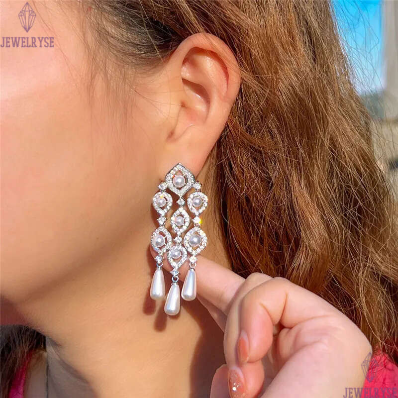 Charm Tassel s925 Streling Silver Needle Designer Earring for Woman Imitation Pearl AAA Cubic Zirconia South American Copper Womens Diamond Wed Earrin
