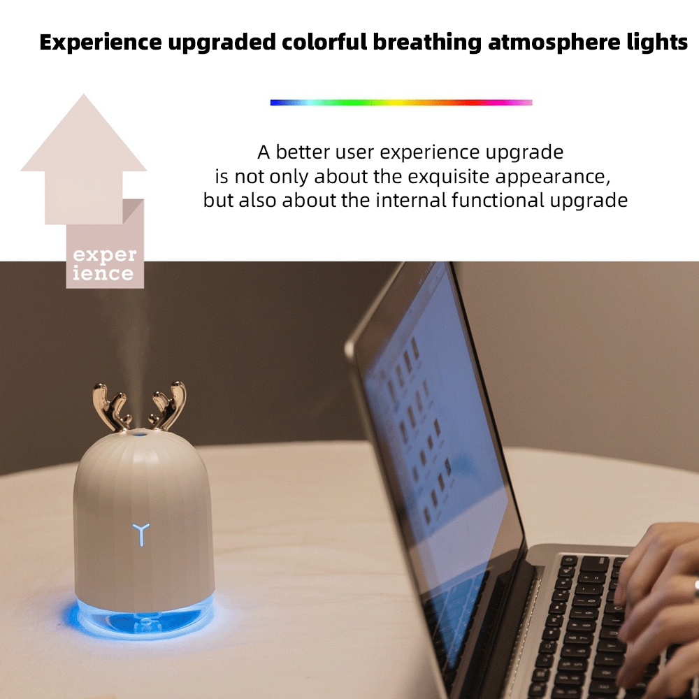 Cute Deer-Shaped Portable Humidifier Color Lights, Ultra Quiet, Auto Shutdown Perfect for Sleep Relaxation Moments