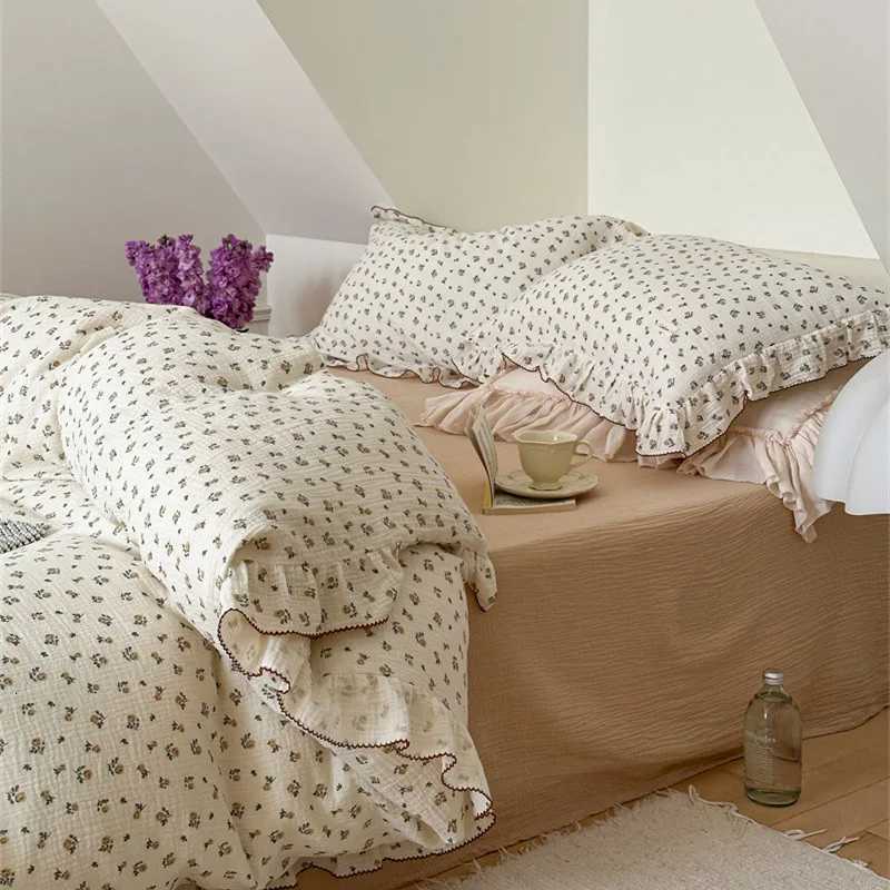 Premium 100 Gauze Cotton Duvet Cover with Ruffles Soft Breathable Farmhouse Bedding Cforter Quilt Cover No lowcase Sheet H251206