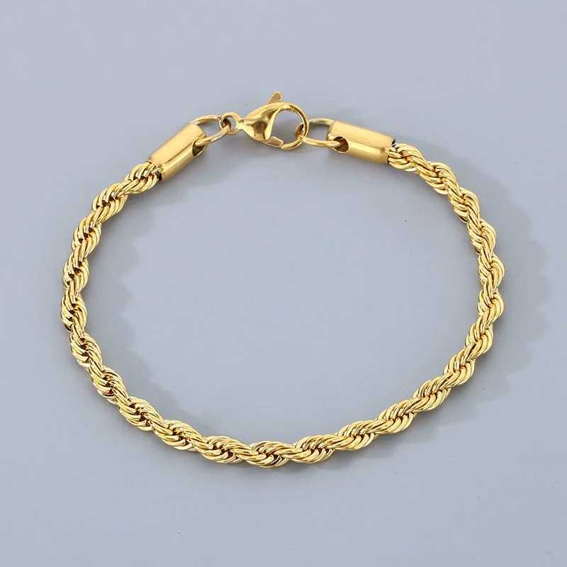 18k Gold Plated 925 Sterling Silver 4MM Chain Bracelets for Men Women Unisex Simple Charm Bracelet Wedding Party Gift 20cm 8in W251206