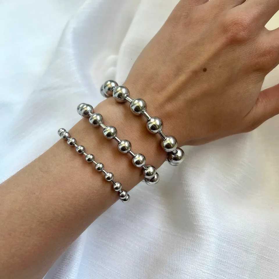 6mm 8mm 10mm Stainless Steel Bracelet For Men Women Beads Bracelet Grunge Chunky Ball Chain Bracelet Y2K Punk Style Jewelry W251206