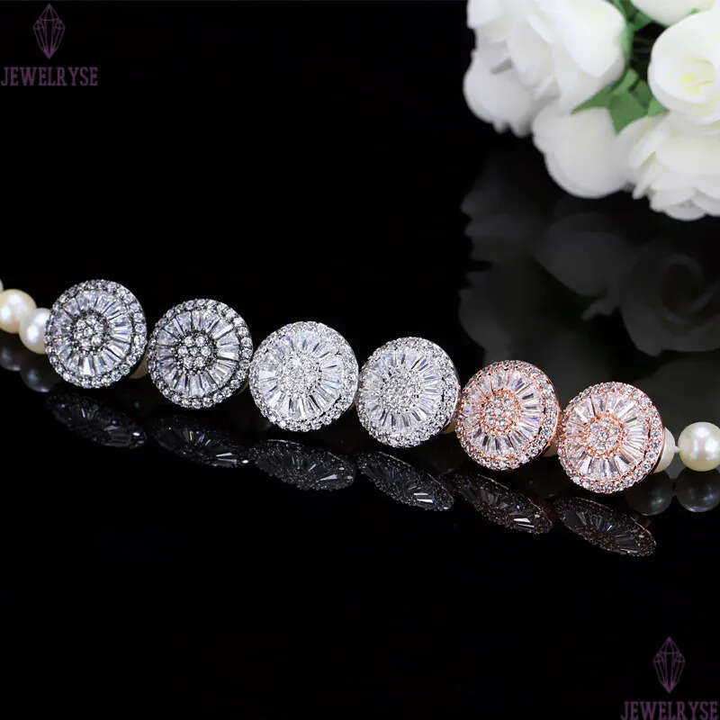 Fashion Multicolor AAA Cubic Zirconia Stud earring designer woman Circle Copper Jewelry White Black Red Silver Rose Gold Plated Gemstone earrings for 