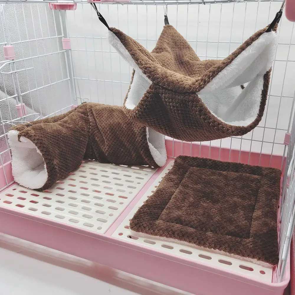 1Pc Hamster Nest Winter Bed House Shed Hanging Hammock Cage Tunnel Plush Hideaway For Hamster Guinea Pigs Sugar Small Pe H8z6 M251206