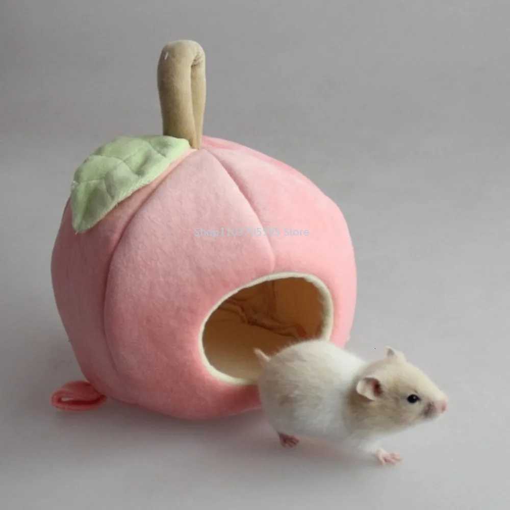 New Hamster Hideout House Cage Apple Shaped Rat Hammock Toy Nest Small Animal Hammock Bedding Winter Warm Cage Small Pet Items M251206