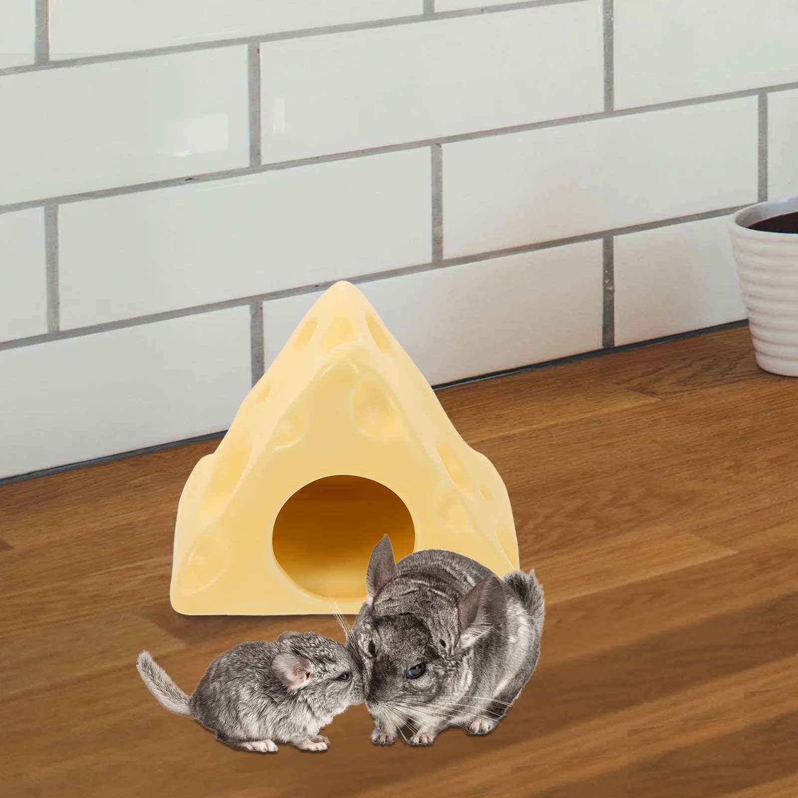 Cheese Shape Ceramic Hamster Hideout Cooling Nest For Pets Summer Pet Houses Hamster Cage Hamster Sleep Bed Hamster Nest M251206