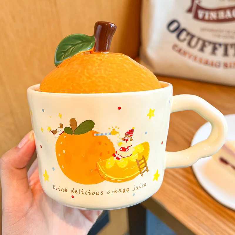 Cute Cartoon Anime Surrounding Orange Model Ceramic Home Office Mug Girl Cute Coffee Milk Fashion Home Supplies Water Cup Gift M251206 - view 3
