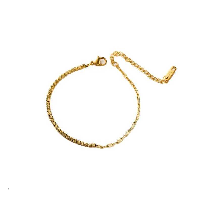 Luxury Colorful Cubic Zirconia Tennis Bracelets For Women Girls Stainless Steel Gold Color Splicing Chain Bracelet Jewelry Gifts W251206
