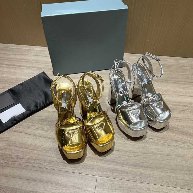 10A High-quality luxury sparkling high heels with shiny metal chains, featuring a compact yet eye-catching 14CM heel and 4CM platform.