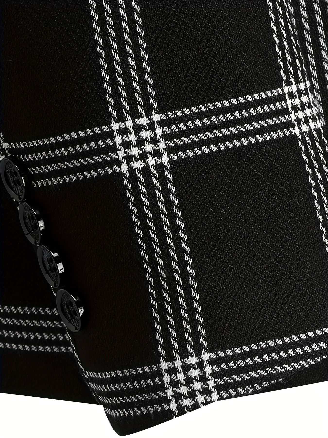 Mens Plaid Suit Two-Piece Set Four-Season Anti-Wrinkle No-Iron Business Casual Formal Wear Slim Two-Button Suit Trousers Suit M260313