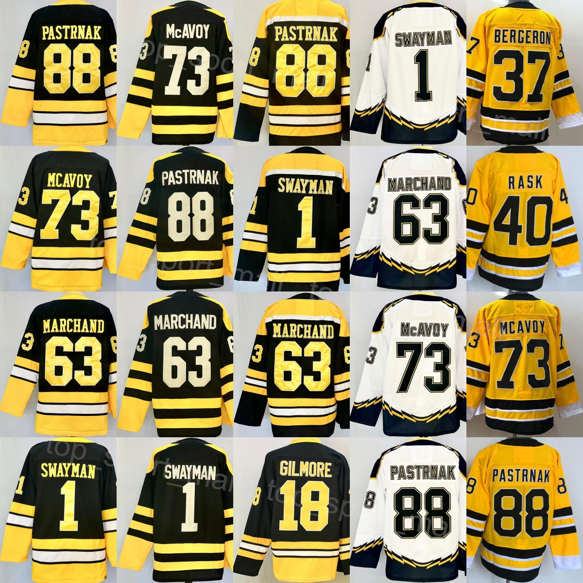 Mans Hockey 88 David Pastrnak Jerseys 2026 Alternate 73 Charlie McAvoy 1 Jeremy Swayman Reverse Retro Winter Classic Heritage Team Black White Stitched High/Good