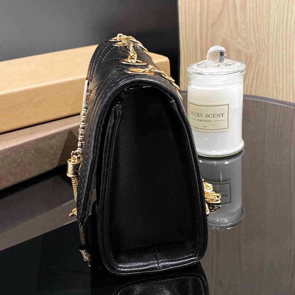 Striped Embroidered Chain Bag - Diamond Studded Tassel Crossbody Purse Womens Shoulder HandbagT251206