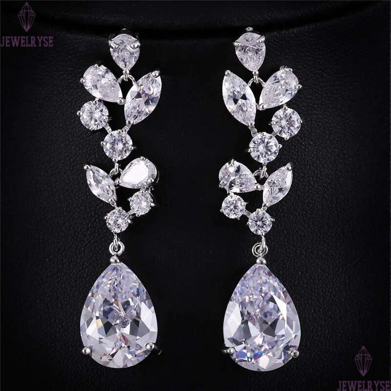 luxury red water drop earrings designer south american jewelry ruby white purple AAA cubic zirconia copper earring for woman wedding gift girls party