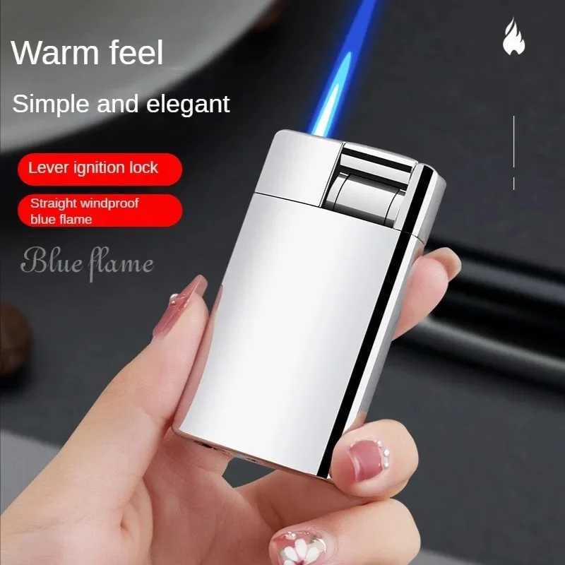 2025 New Creative Cigarette Butt Cigar Lighter Windproof Blue Flame Straight Metal Lighter Mens Gift Smoke Accesoires H251206