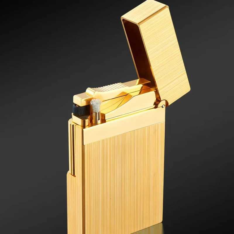 High-end Brass Kerosene Lighter Crisp Sound When Opening The Lid Fashionable and Stylish for Men Side-slip Grinding Wheel H251206
